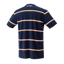 Yonex Sport T-shirt Crew Neck Small Stripes navy blue/orange Men